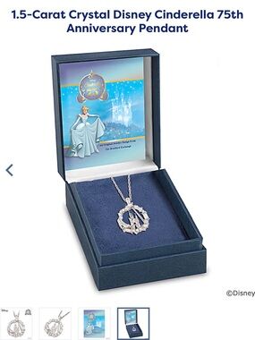 NEW NWT Disney Silver Crystal Cinderella Castle Pendant Necklace